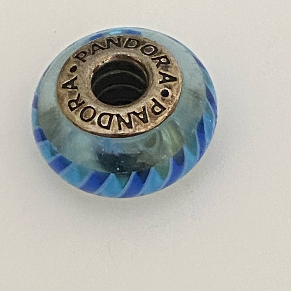 Beautiful Pandora blue glass bead